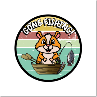 Cute hamster has gone fishing Posters and Art